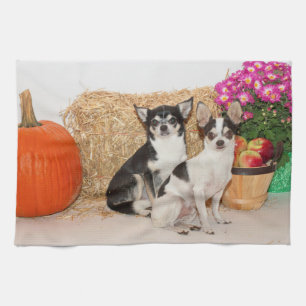 Chihuahua is in de herfst theedoek