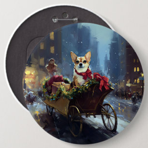 Chihuahua Kerst Feestelijke Periode Ronde Button 6,0 Cm