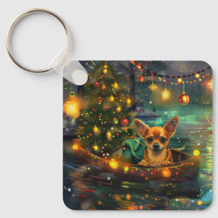 Chihuahua Kerst Feestelijke Reis Sleutelhanger