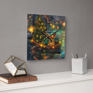 Chihuahua Kerst Feestelijke Reis Vierkante Klok