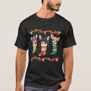 Chihuahua Kerst Soks Lichten Grappig Kerstmis Hond T-shirt