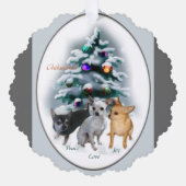 Chihuahua kerstcadeaus ornament kaart (Voorkant)