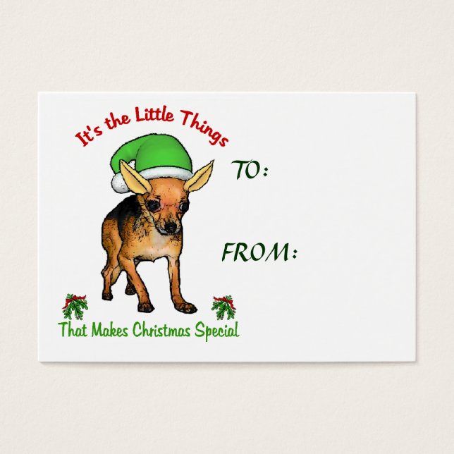 Chihuahua kerstcadeaus visitekaartjes (Voorkant)