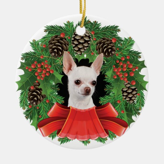 Chihuahua Kerstfeestdag weesje Keramisch Ornament (Voorkant)