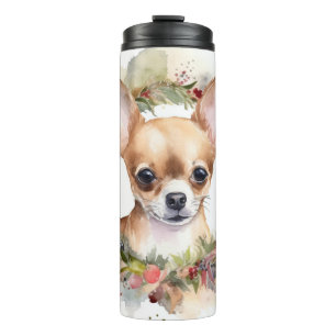 Chihuahua Kerstkrans Feestelijke Pup Thermosbeker