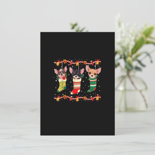 Chihuahua kerstlampjes Funny Xmas Hondenliefhebber Kaart (Staand voorkant)