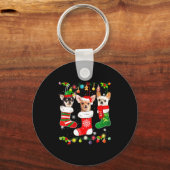 Chihuahua kerstlampjes sleutelhanger (Voorkant)