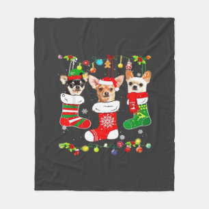Chihuahua Kerstlichten Xmas Hond Klassiek T-shirt Fleece Deken