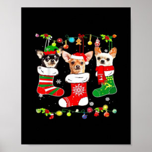 Chihuahua Kerstlichten Xmas Hond Klassiek T-shirt Poster