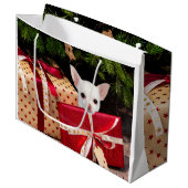 Chihuahua Kerstmis Groot Cadeauzakje (Voorkant Gekanteld)