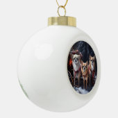 Chihuahua Kerstmis Keramische Bal Ornament (Links)