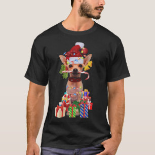 chihuahua Kerstmis Kerstman Hoed Xmas Lights chihu T-shirt