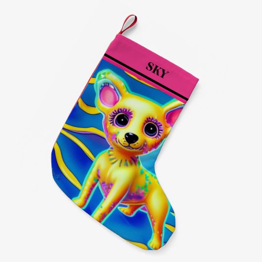 CHIHUAHUA Kerstmis met naam. Kleine Kerstsok (Voorkant (Hangend))