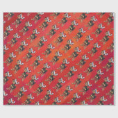 Chihuahua Kerstmis op rood Cadeaupapier (Vlak)