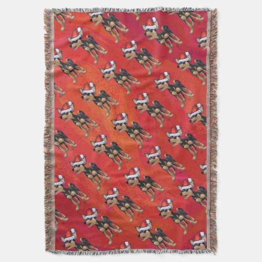 Chihuahua Kerstmis op rood Deken (Voorkant Verticaal)