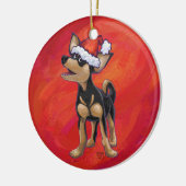 Chihuahua Kerstmis op rood Keramisch Ornament (Links)