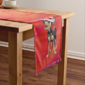 Chihuahua Kerstmis op rood Korte Tafelloper (Voorbeeld)