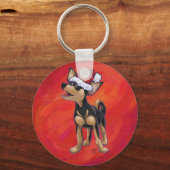 Chihuahua Kerstmis op rood Sleutelhanger (Voorkant)