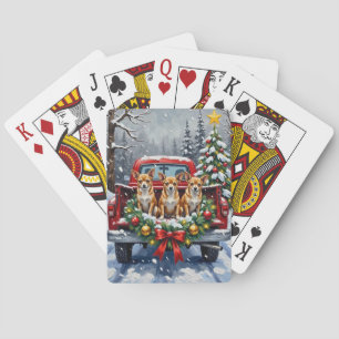 Chihuahua Kerstmis Rode Truck Vakantie Pokerkaarten