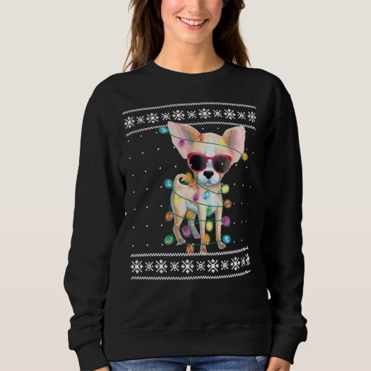 Chihuahua Kerstmis Ugly Sweater for Women Dog Mo (Voorkant)
