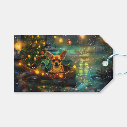 Chihuahua Kerstvakantie Cadeaulabel (Voorkant (Horizontaal))
