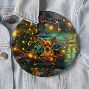 Chihuahua Kerstvakantie Ronde Button 6,0 Cm