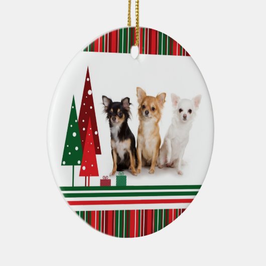 Chihuahua kerstversier keramisch ornament (Rechts)