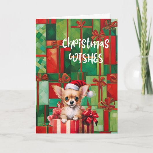 Chihuahua Kerstwensen & Kusjes Kaart (Voorkant)