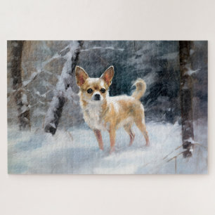 Chihuahua Laat het sneeuwen Kerstmis Legpuzzel