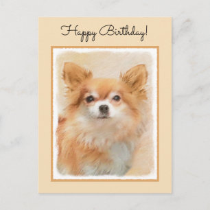 Chihuahua langharige hond schilderij originele kun briefkaart