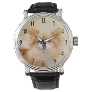 Chihuahua langharige hond schilderij originele kun horloge