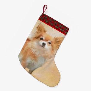Chihuahua langharige hond schilderij originele kun kleine kerstsok