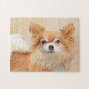 Chihuahua langharige hond schilderij originele kun legpuzzel