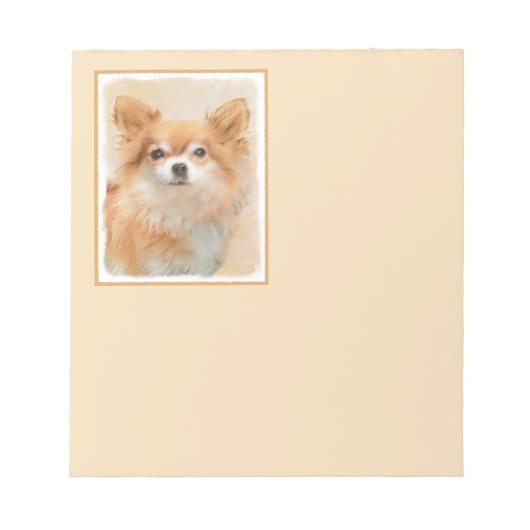 Chihuahua langharige hond schilderij originele kun notitieblok (Voorkant)