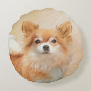 Chihuahua langharige hond schilderij originele kun rond kussen