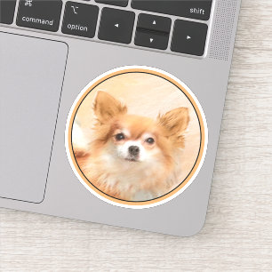 Chihuahua langharige hond schilderij originele kun sticker