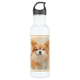 Chihuahua langharige hond schilderij originele kun waterfles 