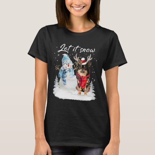 Chihuahua langharige Kerstman Hond Kerstman T-shirt (Voorkant)