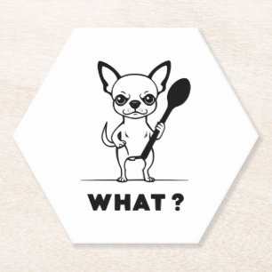 Chihuahua Lepel Verrassing Grappige Hond Kunst Kartonnen Onderzetters