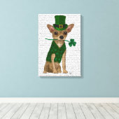 Chihuahua Leprechaun Canvas Afdruk (Insitu (Houten vloer))