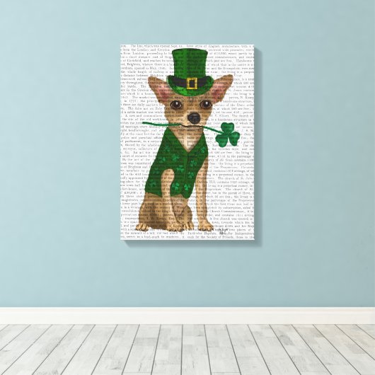 Chihuahua Leprechaun Canvas Afdruk (Insitu (Houten vloer))