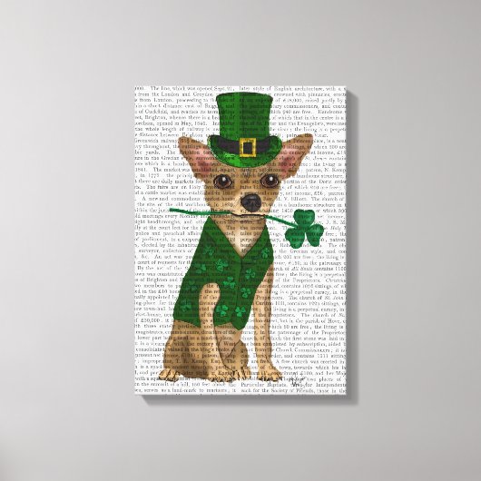 Chihuahua Leprechaun Canvas Afdruk (Voorkant)