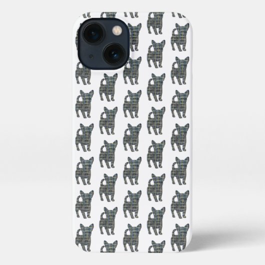 Chihuahua Leuke Hond Silhouet Grid Wit iPhone Hoesje (Achterkant)