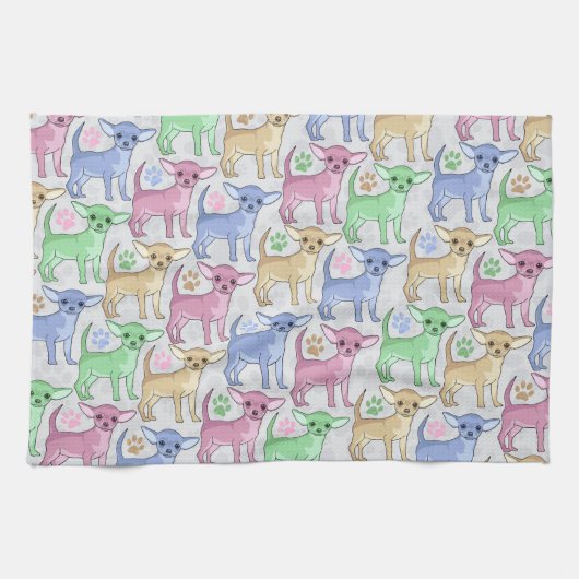 Chihuahua Lover Colorful Pattern Theedoek (Horizontaal)