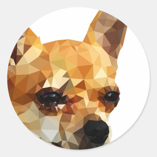 Chihuahua Low Poly Art Ronde Sticker (Voorkant)