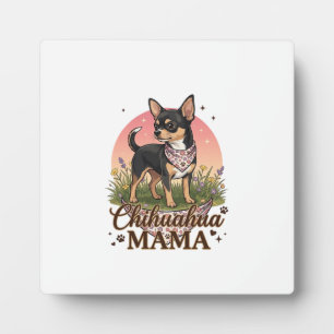Chihuahua Mama Hond Roze Bloemen Bandana_1 Fotoplaat
