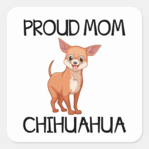 Chihuahua mama Puppy Dog Puppies Cartoon Chiwawa Vierkante Sticker