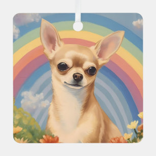 Chihuahua Memorial Aangepaste hondennaam Regenboog Metalen Ornament