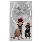 Chihuahua Merry Kerstmis Klein Cadeauzakje (Achterkant)