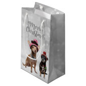 Chihuahua Merry Kerstmis Klein Cadeauzakje (Voorkant Gekanteld)